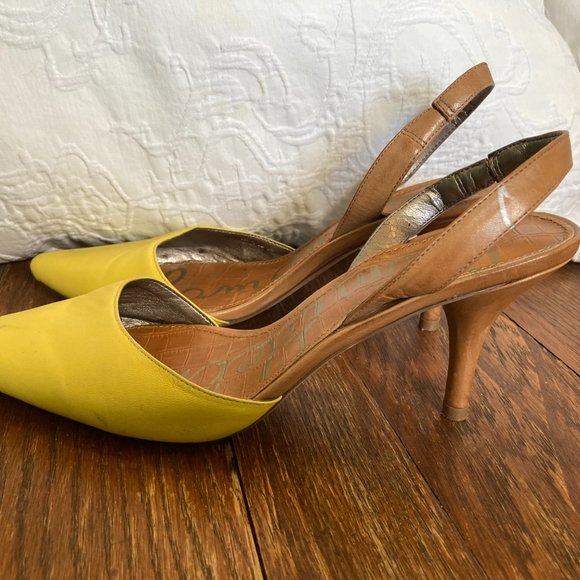 Yellow Slingback Kitten Heels - Picture 3 of 8